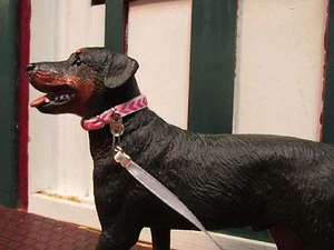 Jaapi Hot Pink/White Chevron lg dog collar - fit Breyer Companion Animal (model) - Picture 1 of 1