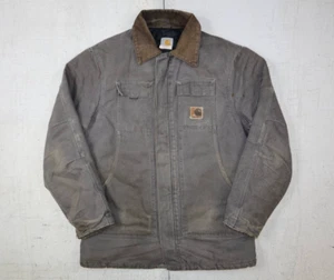 Vintage 80s Carhartt C26 Arctic Jacket USA Made Men’s M Cement Gray Faded Work - Picture 1 of 12