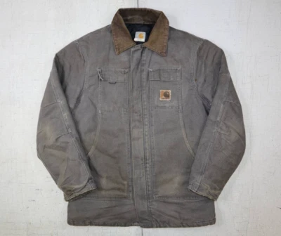 Vintage 80s Carhartt C26 Arctic Jacket USA Made Men’s M Cement Gray Faded Work - Image 1 of 4