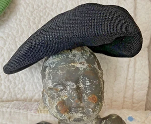 Vintage Black Raffia Wide Brim Doll Hat 11" Circumference 10" across - Picture 1 of 4