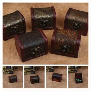 Decorative Vintage Trinket Boxes Small Wooden Storage Jewelry Box Treasure Chest - Picture 1 of 10