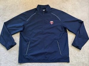 EUC MINNESOTA TWINS Baseball 1/2 Zip Pullover Windshirt Jacket NAVY XXL MSRP $95 - Picture 1 of 21