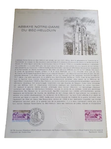 France 1978 Official Document 1st Day FDC Abbey Notre Dame du Bec-Hellouin - Picture 1 of 1