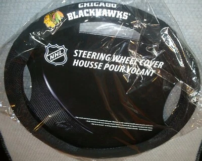 NHL Chicago Blackhawks Poly-Suede on Mesh Steering Wheel Cover by Fremont Die - Image 1 of 2