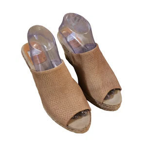 Kanna Sandal Women's Size 10.5 Tan Open Toe Mules Espadrille Platform Wedge Heel - Picture 1 of 6