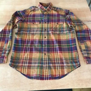 Polo Ralph Lauren Shirt Men L Purple Plaid Aztec Button Up Pocket Long Sleeve - Picture 1 of 14