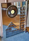 RARE MID CENTURY VINTAGE  HAL BIENENFELD  OP ART MOD DISCO MIRROR BULLSEYE 70