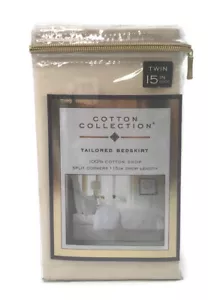 Cotton Collection 300-Thread-Count Cotton Twin Bed Skirt in Ivory - Picture 1 of 8