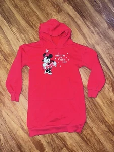 Disney Minnie Mouse Girls size 7 Red Christmas Hoodie Sweatshirt Sweater MADE TH - Picture 1 of 3