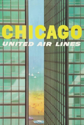 1961 Chicago Lake Michigan береговая линия винтажный путешествий настенное искусство - плакат 20 "x 30" - Изображение 1 из 3