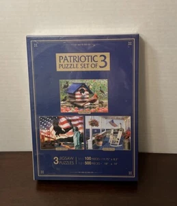 Patriotic Puzzle Set of 3 Jigsaw 100 Pieces And 2 Of 500 Pieces New Sealed - Picture 1 of 7