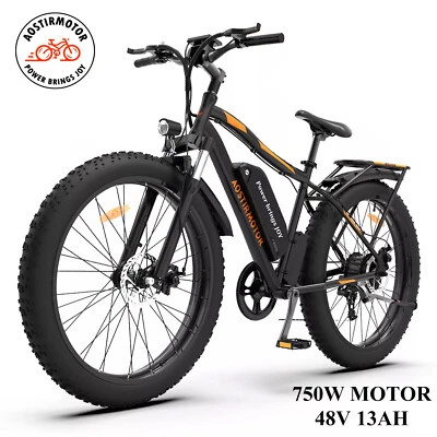 E-bike 26" 750W 48V Electric Bike Mountain Bicycle Fat Tire 28mph for Adults - Image 1 of 4