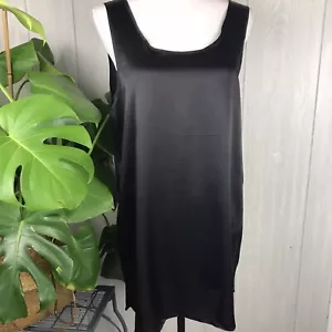 NWT Vintage Slip Dress Lingerie Sueded Silk Solid Black Size Medium NOS - Picture 1 of 6
