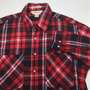 Camicia vintage Big Mac in flanella da uomo JC Penney St Johns Bay rossa LS L alta USA EUC - Foto 1 di 11