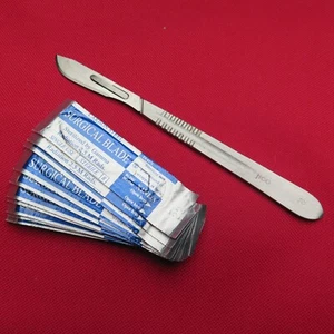 10 × # 22 Surgical Sterile Blades and # 4 Scalpel Handle art craft hobby tools - Picture 1 of 7