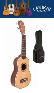 Lanikai Zeder massive Platte Akustik Sopran Ukulele natürliche Oberfläche + Tasche Auth Händler - Bild 1 von 6
