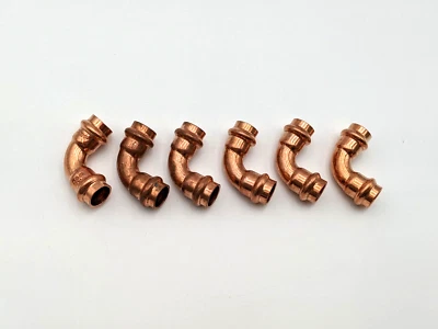 6 Pc Mueller PF 02722 Copper Fitting Elbow 90 Degree 1/2" Press x Press Plumbing - Image 1 of 4