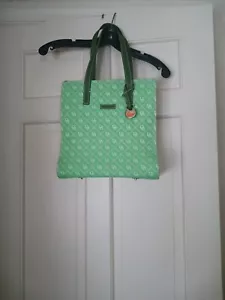 Dooney & Bourke Vintage Nuevo Verde Lima con Bolso de Lona Rosa Asas de Cuero Nuevo - Imagen 1 de 8