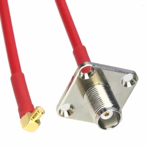 TNC female Flange to MCX male elbow RG402 .141" Semi-Flexible Red Jacket 4~40" - Picture 1 of 4