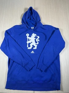 Adidas Hoodie Mens XL Blue Chelsea F.C. Football Logo Fleece Lined Pullover - Picture 1 of 6
