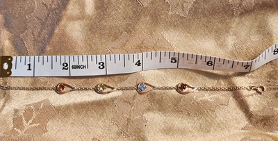 14K YELLOW GOLD MULTI GEMSTONE  TEARDROP BRACELET 7.25 INCH - Image 1 of 4