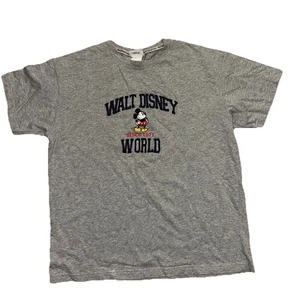 Vintage Disney World Mickey Mouse T-Shirt bestickt Größe L grau - Bild 1 von 4