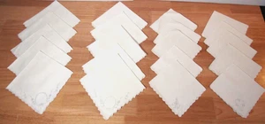 Lot 20 Linen Vintage Napkins Cloth 13" & 11"  Stitched Cut Out Embroidery - Picture 1 of 15