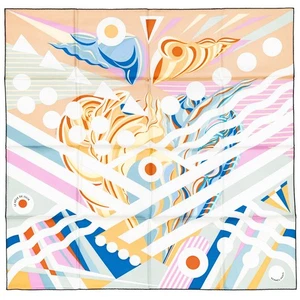 Auth. Hermes Silk Scarf Le Reve de Julia - Beige Rose Blue - New / Store Tag - Picture 1 of 12