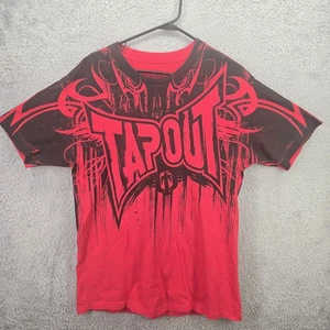 Tapout Shirt Uomo Grande Rosso Nero Doppio Lato Grafica Tee B3LI3VE Vintage Y2K - Foto 1 di 6