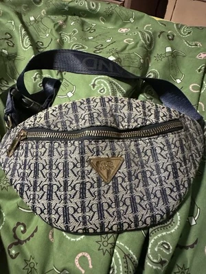 River Island Blue Denim Look Bum Bag Fanny Pack Zip Front Closure - Image 1 of 4