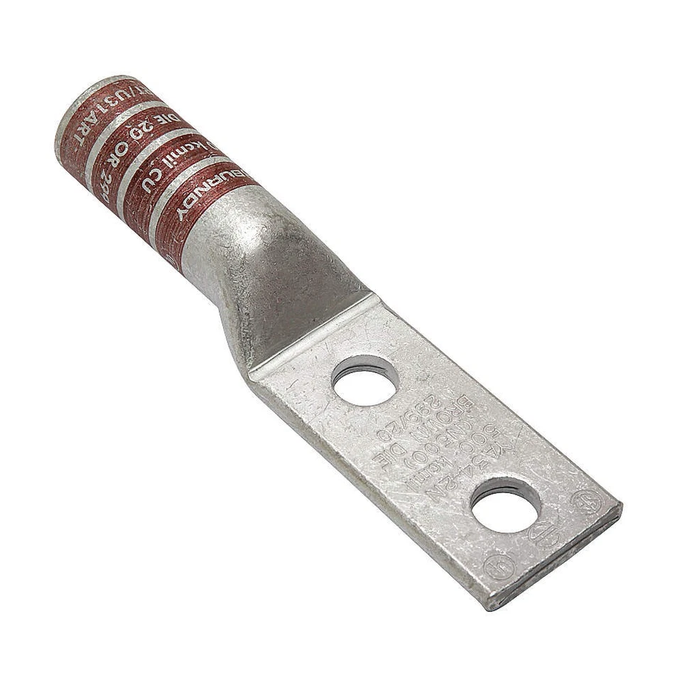 BURNDY YA342N TwoHoleLugCmprsnConn,Long,Brown,20/299 22C332 - Image 1 of 1