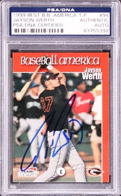 Jayson Werth Firmado 1999 Mejor B.B. America T.P. Tarjeta de novato #94 PSA/DNA en losa Foto 1 de 2