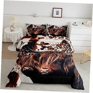 Highland Cow Bedding Set Highland Cattle Comforter Set for Kids Boys Girls - Picture 1 of 7