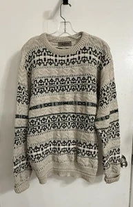 Vintage Jantzen Ivory/Black fair isle Crewneck Sweater Large Excellent! - Picture 1 of 12