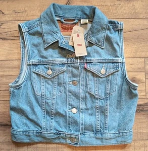 NEW/NWT Levi Strauss Trucker Denim 100% Cotton Vest Top Women’s Small SOFT - Picture 1 of 8
