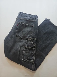LEVI'S Loose Straight Carpenter Mens 34x32 Jeans Workwear Baggy Grunge Black - Picture 1 of 14