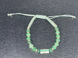 Karma and Luck Abundant Life Stone Adjustable Bracelet Jade Bright Green - Picture 1 of 3