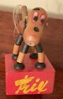 TRIX Vintage Wooden Dog Push Up Puppet Toy 5" Tall 1950s