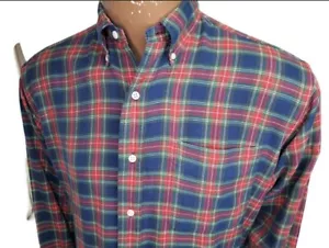 Ralph Lauren Polo Mens Shirt Green Red Blue Plaid Flannel Blake Cotton Small - Picture 1 of 13