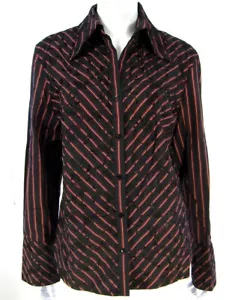 Classiques Entier Long Sleeve Blouse Size XL EXTRA LARGE Black Red Striped - Picture 1 of 9
