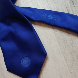 Gianni Versace Blue Silk Tie Necktie Medusa Logo Made in Italy Classic Designer - Picture 1 of 11