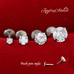 Push Pin 2-5mm Round Claw Stud Ear Nose Lip Ring Bar Flat Back Piercing Earring - Picture 1 of 23