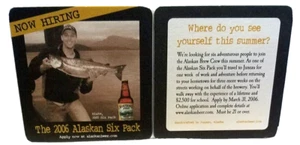 "Lote de 2 posavasas cerveceras Alaskan 2006 ahora alquilando salmón 4"" x 4" - Imagen 1 de 3