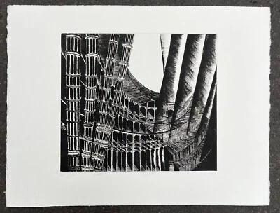 Gravure Hélène CSECH (1921-2013) Architecture Fantastique Arènes Aurore 103/150 - Photo 1/4