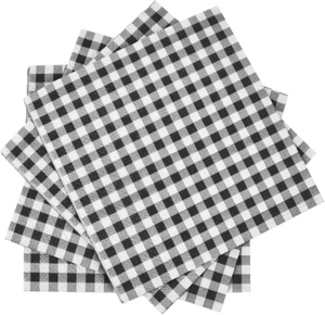 Cocktail Napkins 3-Ply 80PCS Black and White Gingham Disposable Paper Napkins Be - Picture 1 of 7