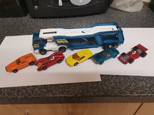 MATCHBOX LESNEY SUPERKINGS BEDFORD TRANSPORTER WITH 5 SUPERFAST CARS VINTAGE - Picture 1 of 12