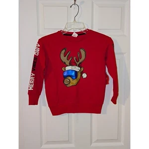 Holiday Time Christmas Sweatshirt Merry Vibes Only Reindeer Graphic S 6/7 NWT - Picture 1 of 6