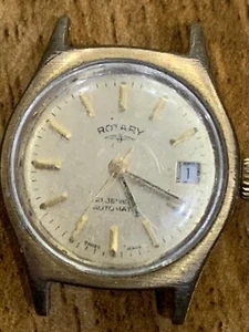 Vintage Swiss Made Rotary Date Dial Automatic Ladies Watch Head - Not Working - Picture 1 of 4