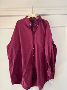 Lands End Size 20/35 Non Iron Red and Blue Check Button Down Dress Shirt - Picture 1 of 2