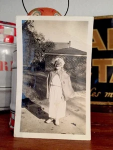 Cute Vintage Masked Nurse Costume Girl Early Halloween Snapshot Photo - Picture 1 of 2